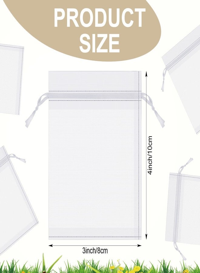Woanger 1000 Pcs White Organza Bags 3 x 4 Inches Mesh Drawstring Favor Bags for Jewelry Bracelets Candy Party Favor Small Gift - Image 2